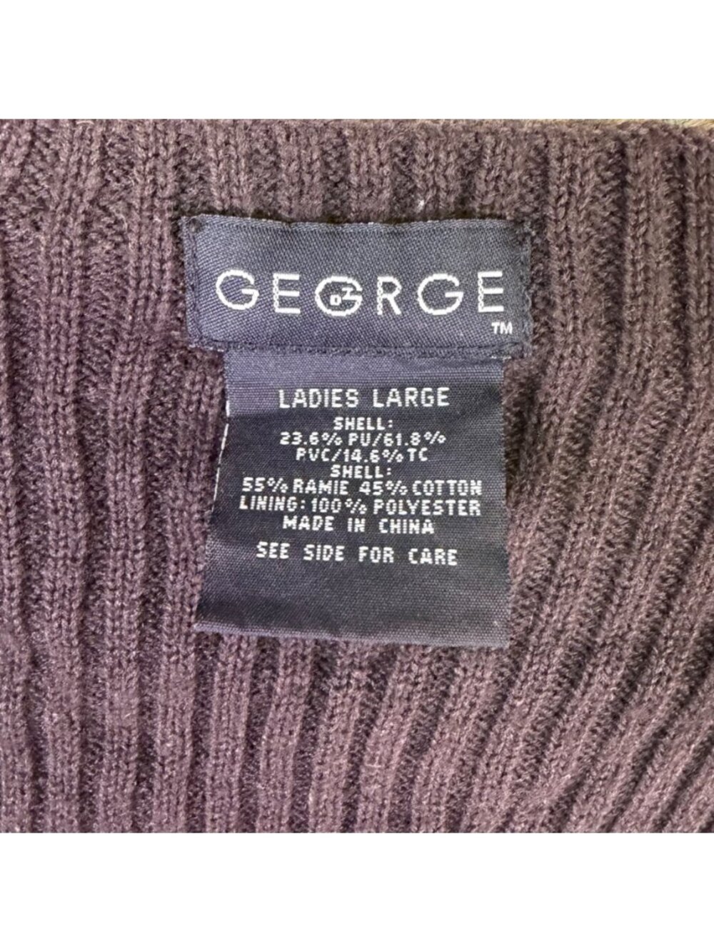 George Ladies Black Faux Leather & Knit Jacket With Zip Front Size L - Picture 5 of 6